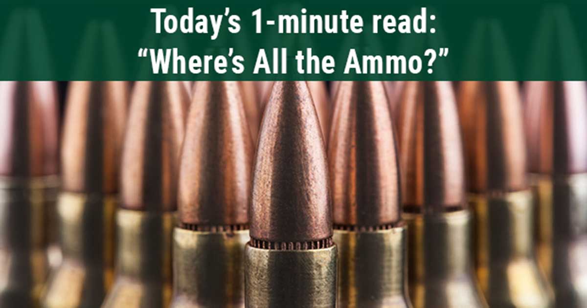 Image of bullets with the text, "Today's 1-minute read: Where's all the ammo"