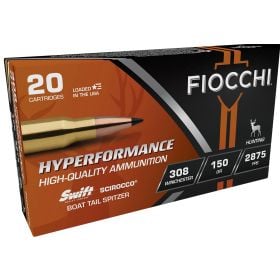 Fiocchi Hyperformance 308 Win 150 Gr. Swift Scirocco II Bonded 20/Box