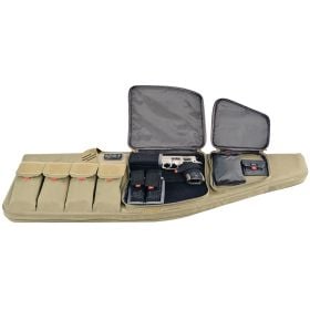 G*Outdoors Tactical AR Case 42" Tan 1000D Nylon with Mag & Storage Pockets, Lockable Zippers, External Handgun Pocket & Visual ID Storage System