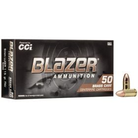 CCI Blazer Brass Handgun Ammunition 9mm FMJ RN 50 ct.