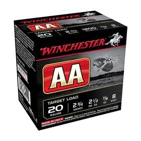 Winchester AA Target Load 20 Ga. 2.75" 1200 FPS 8 Shot 25 Per Box
