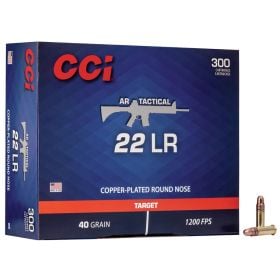 CCI AR Tactical 22 LR 40 Gr. 1200 fps Copper-Plated Round Nose 300/Box