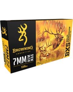 Browning Ammo BXS Copper Expansion 7mm Rem Mag 139 Gr. Lead Free Solid Expansion Polymer Tip 20/Box