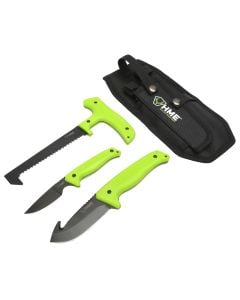 HME 3-Piece Field Kit Fixed 420HC Stainless Steel Black Oxide Thermoplastic Rubber Green 9.50" Gut Hook/8.75" Saw/7.50" Caper