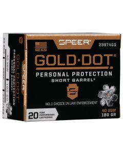 Speer Gold Dot Personal Protection Short Barrel 40 S&W 180 gr 950 fps Hollow Point (HP) 20/Box