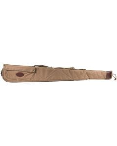 Boyt Harness Alaskan Shotgun Case made of Waxed Canvas with khaki Finish, Quilted Flannel Lining, Brass Hardware & Heavy-Duty Web Sling & Spine 48" L