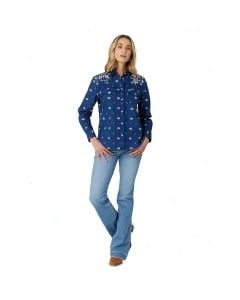 Wrangler Women's Retro Americana Bandana Western Snap Shirt