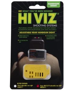 HiViz Adjustable Rear Sight Interchangeable Black, Green, Red Fiber Optic LitePipe Black Frame for Ruger Mark I, II, III, IV