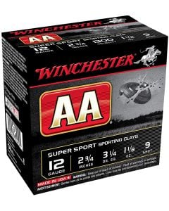Winchester AA Super Sport Sporting Clay 12 GA 2.75" 1-1/8 oz. 9 Shot 25/Box