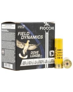 Fiocchi  Field Dynamics Dove & Quail 20 Gauge 2.75" 7/8 oz 8 Shot 25/box