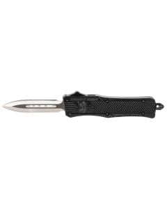 CobraTec Knives CTK-1  Small 2.25" OTF Dagger Plain D2 Steel Blade/Black Aluminum Handle Features Glass Breaker Includes Pocket Clip