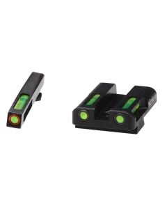 HiViz LiteWave H3 Set 3-Dot Tritium with LitePipe Technology Green with Orange Outline Front, Green Rear Black Frame for Most Glock (Except 42,43)
