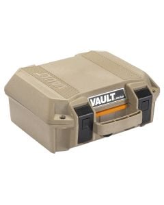 Pelican Vault Case Small Size made of Polymer with Tan Finish, Heavy Duty Handles, Foam Padding & 2 Push Button Latches 11" L x 8" W x 4.50" D Interior Dimensions