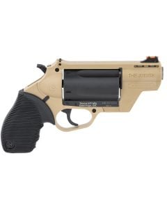 TAURUS PUBLIC DEFENDER POLYMER 410-45, 2", 5-Shot, FDE polymer frame, Black cylinder and ribbed grip, Light pipe front and adjustable rear sight, SAO
