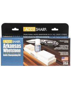 AccuSharp Whetstone Combo Kit Fine, Coarse Natural Arkansas Stone Sharpener Includes Honing Oil