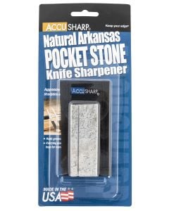 AccuSharp Pocket Stone  Natural Arkansas Stone Sharpener White Includes Belt Carry Pouch