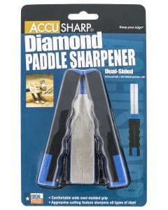 AccuSharp Diamond Paddle Folding Diamond Sharpener Black/Blue Overmolded Rubber Handle