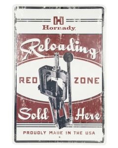 Hornady Reloading Red Zone Tin Sign Red White Black Tin 12" x 18"