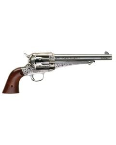 Taylors & Company 550394 1875 Army Outlaw 44-40 Win Caliber with 7.50" Barrel, 6rd Capacity Cylinder, Overall White Engraved Finish Steel & Walnut Grip