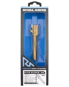 Rival Arms Precision V1 Drop-In Barrel 9mm Luger 4.17" Gold PVD Finish 416R Stainless Steel Material for Glock 48