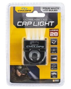 Cyclops Hat Clip 4 LED White LED Bulb Black Anodized 60 Meters Distance