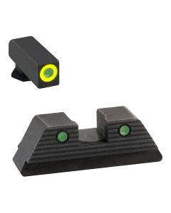 AmeriGlo Trooper Set  3-Dot Tritium Green with LumiGreen Outline Front, Green with Black Outline Rear Black Frame for Glock 20,21,29,30,31,32,36,40,41 Gen1-4 with without MOS Slide