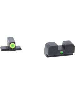 AmeriGlo i-Dot Night Sight 3-Dot Tritium Green with LumiGreen Outline Front, Green Rear Black Frame for Springfield XD-S,XD,XD-E,XD-M