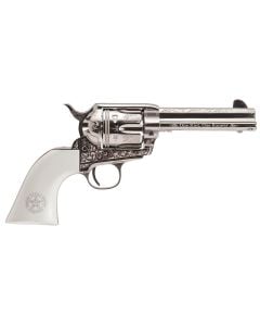 CIMARRON ARMS TEXAS RANGER, 45LC, 4.75" Barrel, 6-Shot, Single action, Nickel-plated steel, Engraved, White polymer grips