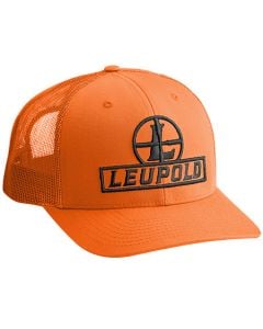Leupold Reticle Trucker Hat Blaze Orange Adjustable Snapback OSFA Semi-Structured