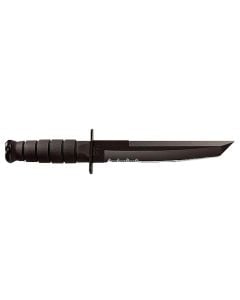 Ka-Bar Tanto 8" Fixed Tanto Part Serrated Black 1095 Cro-Van Blade, Black Kraton G Handle, Includes Sheath