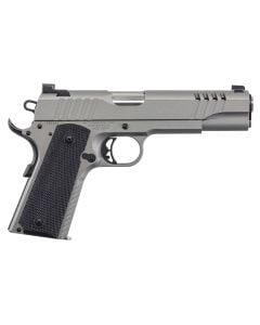 Auto-Ordnance 1911-A1  45 ACP Caliber with 5" Barrel, 7+1 Capacity, Savage Silver Cerakote Stainless Steel Frame & Slide, Black Rubber Grip & Night Sights
