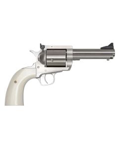 Magnum Research BFR44MAG5B6 BFR Short Cylinder 44 Rem Mag Caliber with 5" Barrel, 6rd Capacity Cylinder, Overall Brushed Stainless Steel Finish & White Polymer Grip