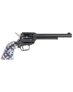 Heritage Mfg Rough Rider  22 LR Caliber with 6.50" Barrel, 6rd Capacity Cylinder, Overall Black Metal Finish & USA Flag Wood Grip