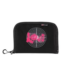 Allen Girls With Guns Love Handgun Case made of Polyester with Black Finish, Pink Love Graphic, Foam Padding & Lockable Zipper 10.50" L x 7.50" W x 1" H Interior Dimensions for Handguns