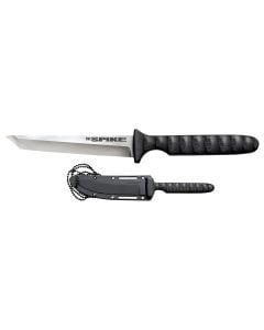 Cold Steel Spike 4" Fixed Tanto Plain Cryo 4116 SS Blade/Black Scalloped Griv-Ex Handle Includes Bead Chain Lanyard/Sheath