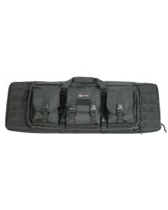 G*Outdoors Double Rifle Case  36" Black 600D Polyester with 2 Padded Pistol Sleeves, MOLLE Webbing & Lockable Zippers