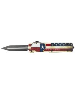 Templar Knife  Premium Weighted Large 3.55" OTF Dagger Plain Black Oxide Stonewashed Powdered D2 Steel Blade/5.25" Red/White/Blue w/"The LONE STAR State" Aluminum Zinc Alloy Handle