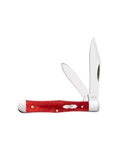 Case Swell Center Jack Small 1.73"/2.30" Folding Clip/Pen Plain Mirror Polished Tru-Sharp SS Blade/Smooth Red Bone Handle