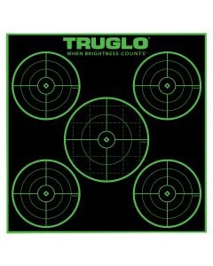 TruGlo Tru-See 5-Bull Target Black/Green Self-Adhesive Heavy Paper Universal Fluorescent Green 25 Pack