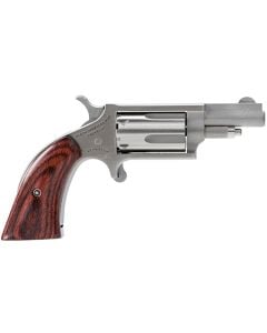North American Arms 22LRGBG Mini-Revolver  22 LR Caliber with 1.13" Barrel, 5rd Capacity Cylinder, Overall Stainless Steel Finish & Wood Boot Grip