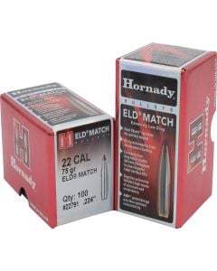 Hornady ELD Match Bullets 22 Cal .224 Dia 75 Gr. 100/Box