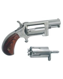 North American Arms SWC Sidewinder  22 LR or 22 WMR Caliber with 1.50" Barrel, 5rd Capacity Cylinder, Overall Stainless Steel Finish & Rosewood Birdshead Grip Includes Cylinder