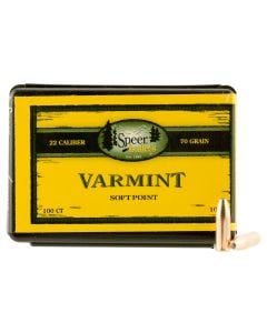 Speer Varmint  .22 Cal .224 70 gr Jacketed Soft Point (JSP) 100 Per Box