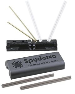 Spyderco Tri-Angle Sharpmaker 7" Medium, Fine High Alumina Ceramic Sharpener/Synthetic Handle Black