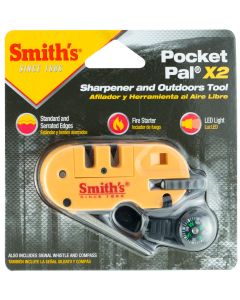 Smiths Products Pocket Pal X2 Sharpener and Outdoor Tool Hand Held Fine/Medium/Coarse Carbide, Ceramic, Diamond Sharpene
