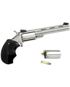 North American Arms MMC Mini-Master *CA Compliant 22 LR,22 Mag 5rd 4" Overall Stainless Steel with Black Rubber Grip & Fixed Sights