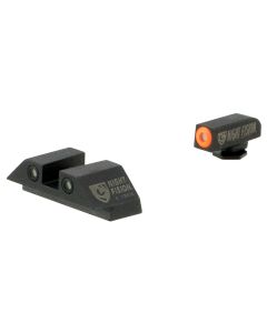 Night Fision OEM Replacement Perfect Dot Night Sight Set Square Green Tritium with Orange Outline Front, Green Tritium with White Outline Rear Black Frame for Glock 42, 43, 43x