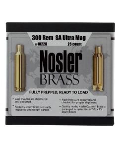 Nosler Premium Brass Unprimed Cases 300 Rem SAUM Rifle Brass 25 Per Box