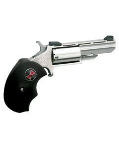 North American Arms BWL Black Widow  22 LR Caliber with 2" Barrel, 5rd Capacity Cylinder, Overall Stainless Steel Finish, Finger Grooved Black Rubber Grip & Fixed Sights