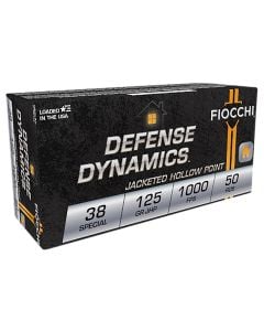 Fiocchi Defense Dynamics 38 Special 125 gr Jacketed Hollow Point 50 Per Box